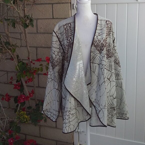CHICO’S Drape Front Open Jacket Reversible Tan and brown Size 3=XL - Picture 11 of 12